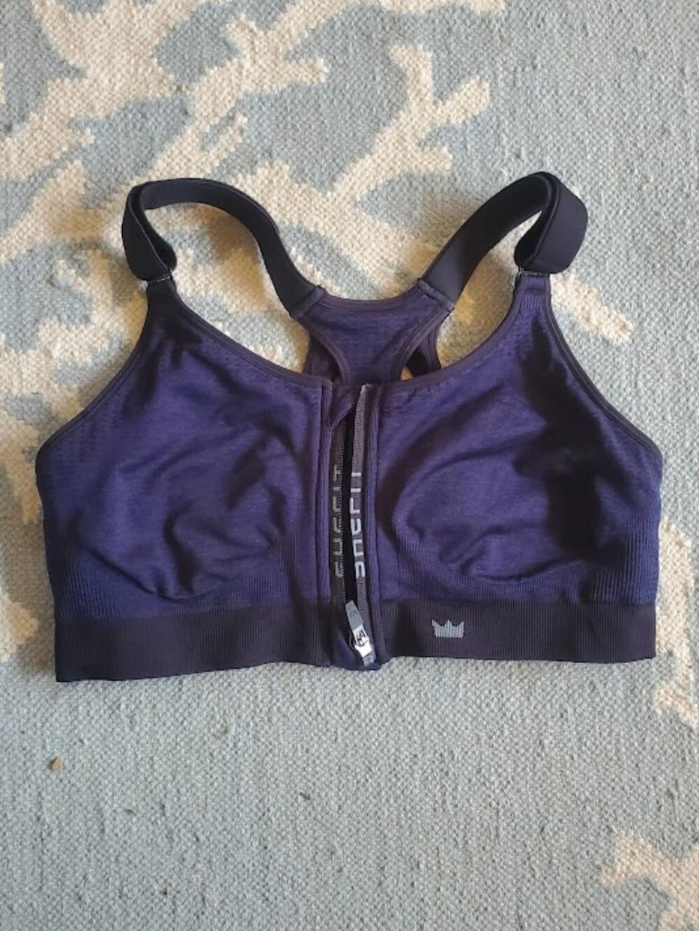 SHEFIT Women's Low Impact Front Zip Sports Bra in Navy Blue Black